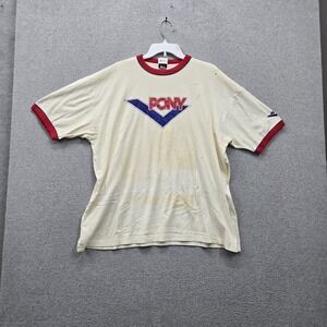 VINTAGE PONY Men Shirt XXL Ringer Graphic Logo Grunge Short Sleeve READ